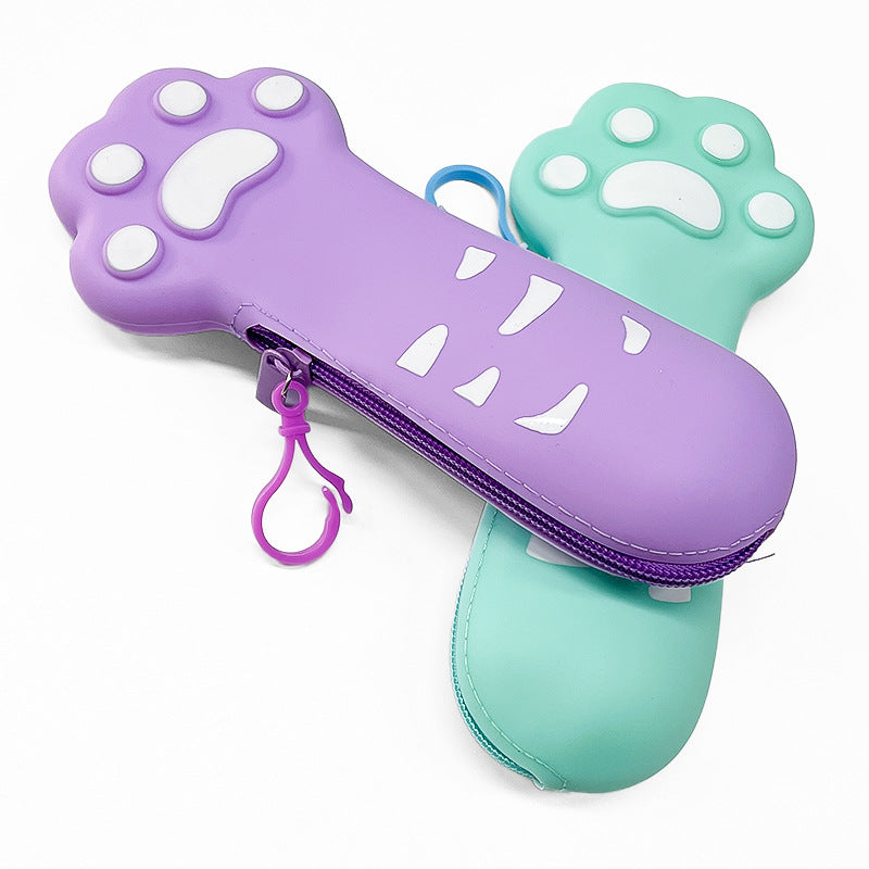 Leden Silicone Cat Paw Pencil Case Study Supplies Pencil Box Good Stationery Box Elementary School Student Stationery Bag Creative Stationery http://detail.1688.com/offer/857407678709.html