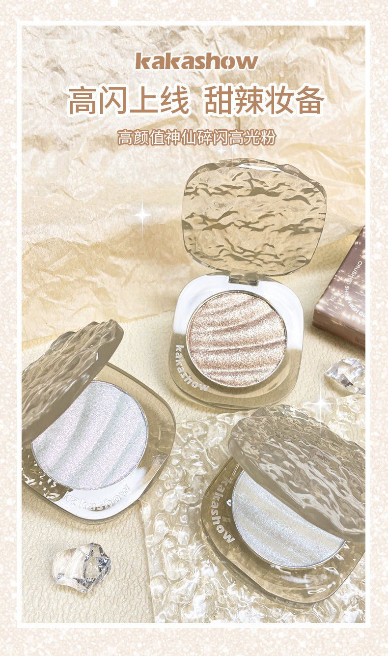 kakashow Shimmer Highlighter Powder Face Brightening 3D Pearlescent Polarized Fine Shimmer Student Contouring Mashed Potato Highlighter