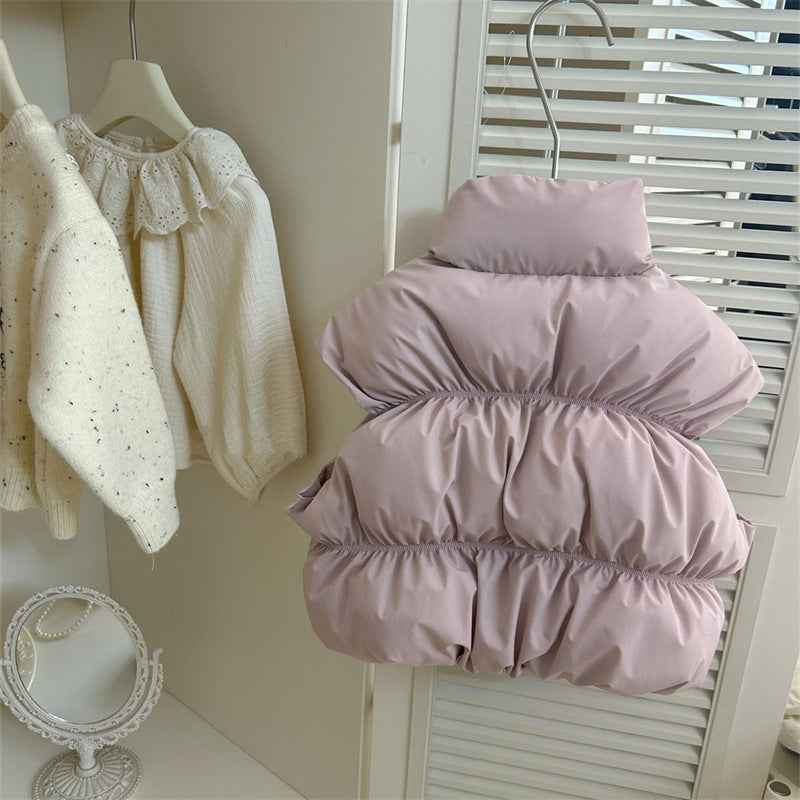 Sweet Little Girl's Vest Autumn Winter New Fashionable Children's Padded Vest Winter Baby Warm Sleeveless Jacket