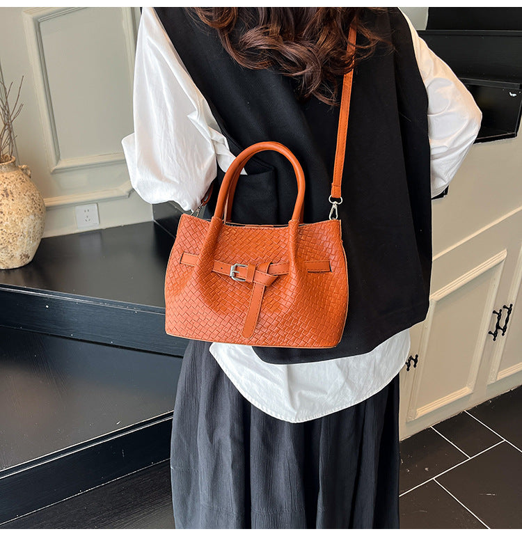 Korean style Niche Sweet Girl Handbag2025New high-end vegetable basket woven bag single shoulder crossbody bag