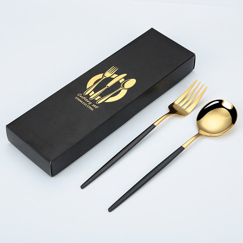 Portuguese Cutlery Stainless Steel Knife and Fork Two-Piece Set Western Steak Knife Fork Spoon Cutlery Gift Box Set Customizable LO