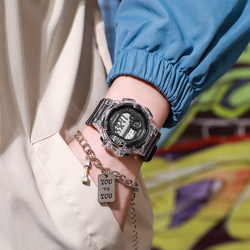 High-Value Electronic Watch for Female Students, Multi-Functional Sports Watch with Alarm Clock, Luminous, Waterproof, Trendy Personality for Middle School Boys
