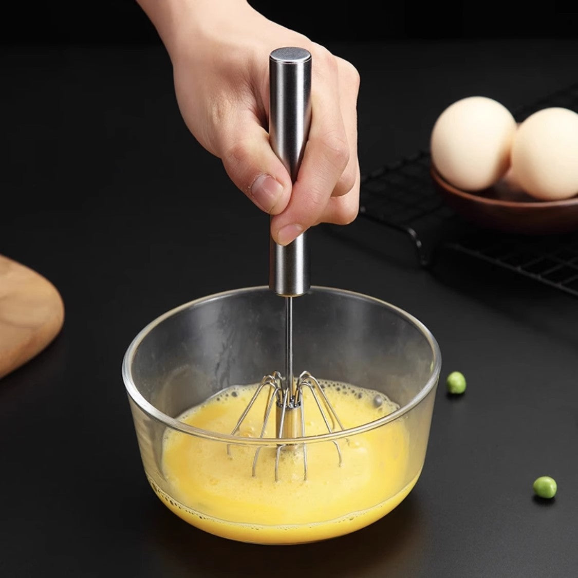 Egg Beater Stainless Steel Manual Semi-Automatic Household Egg Cream Whisk Mixer Baking Tool Plug-in Kitchen