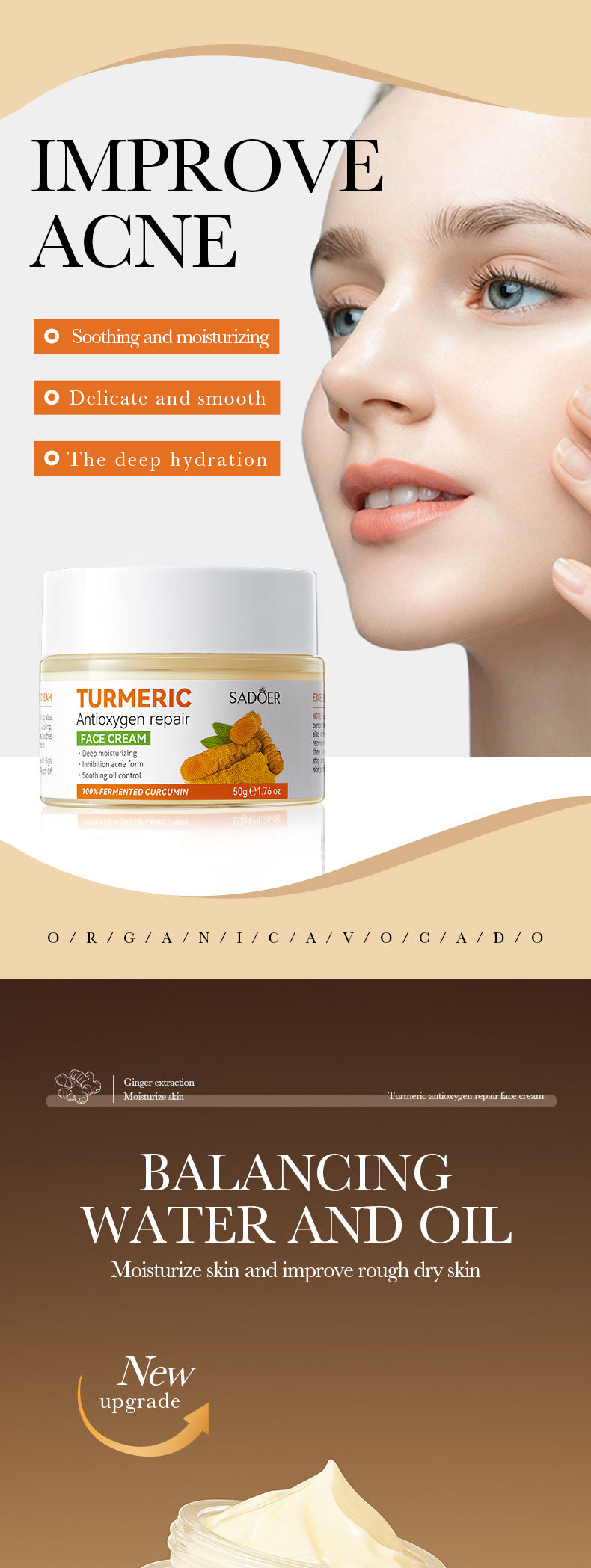 Full English Turmeric Skincare Set SADOER Cleansing, moisturizing, hydrating five-piece set for cross-border foreign trade wholesale