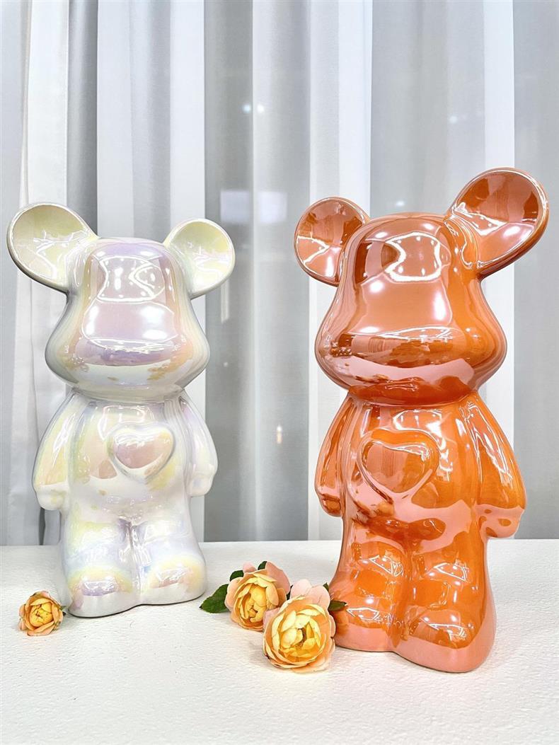 Chinese Style Violent Bear Ornament High-end Ceramic Living Room Entrance TV Cabinet Wine Cabinet Money Box Home Decoration Gift