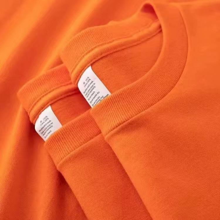 Dark Purple400g Heavyweight Pure Cotton Short Sleeve Unisex t Solid Color Thick Non-See-Through Versatile Loose Half-Sleeve Base Shirt