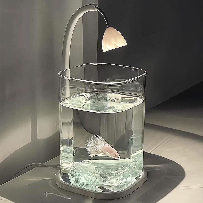 Fish Tank Betta Ultra-clear Small Lazy Glass Tank Living Room Creative Desktop Ornament Sensory Viewing Light