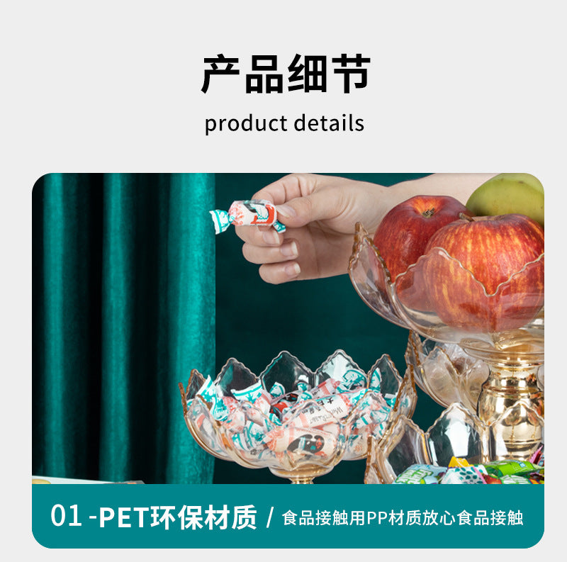 Fruit Plate Household Multi-layer Rotating Fruit Plate Living Room Fruit Plate European-style Light Luxury Crystal Plate Anti-Fall