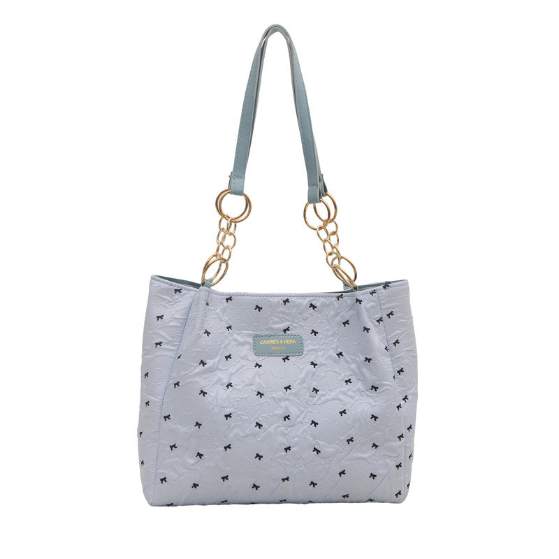 2025Trendy Fashion Bowknot Pleated Large Capacity New Casual Simple Commuter Single Shoulder Crossbody Underarm Bag for Women