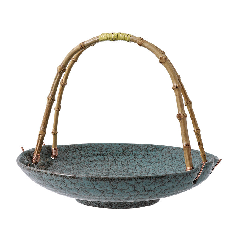 Creative Ceramic Dish Plate Handheld Basket Hotel Specialty Plate Fruit Plate Nut Plate Restaurant Ceramic Plate Display Plate