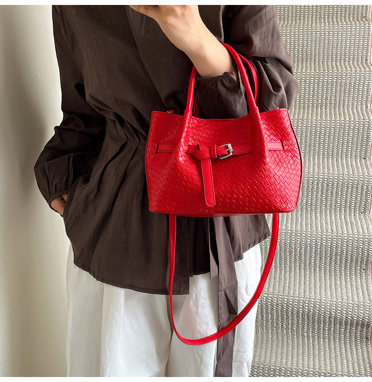 Korean style Niche Sweet Girl Handbag2025New high-end vegetable basket woven bag single shoulder crossbody bag