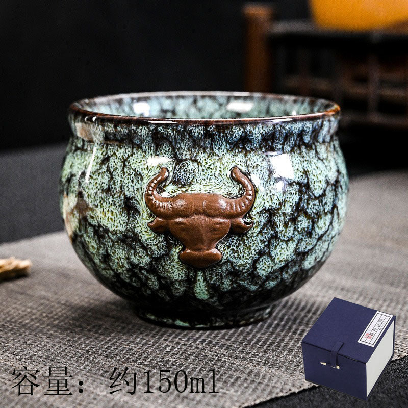 Kiln Change Five Elements Cup Kung Fu Tea Cup Large Capacity Exclusive Master Cup Tasting Cup Tea Bowl High-end Commemorative Tea Cup Gift Box