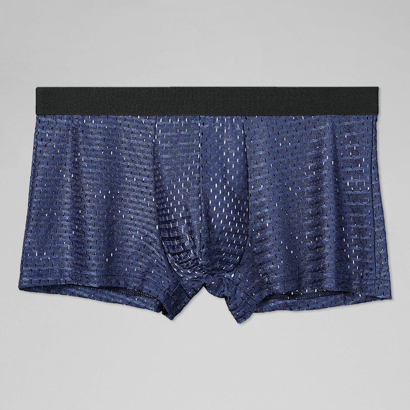 Men's Underwear Ice Silk Mesh Breathable Boxer Briefs Cool Summer Thin Comfortable Four-Corner Underpants http://detail.1688.com/offer/677752721536.html