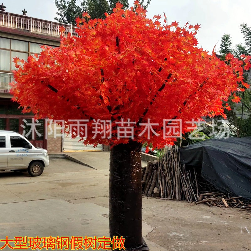 Artificial Red Maple Tree Maple Leaf Tree Indoor and Outdoor Decoration Maple Leaf Fake Tree Square Exhibition Hall Park Hotel Scene Layout Tree