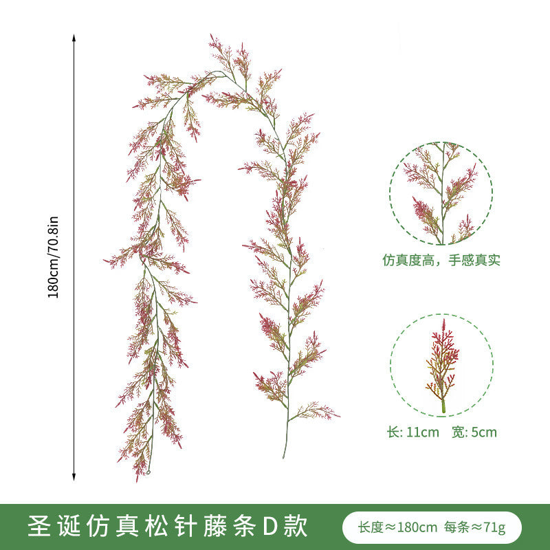 Artificial Pine and Cypress Wreath PE Encrypted Christmas Vine Artificial Christmas Tree Vine Leaves Pine Needles Door Hanging Christmas Decorations