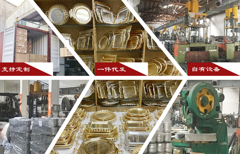 In Stock European Style Glass Gold-Plated Dessert Tray Wedding Decoration Fruit Plate Events Cake Serving Tray