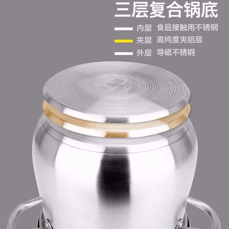 【Extra Large Capacity Stock Pot】304Stainless Steel Extra Tall Pot Household Thickened Large Capacity Steaming Cooking Stewing Pot Electric