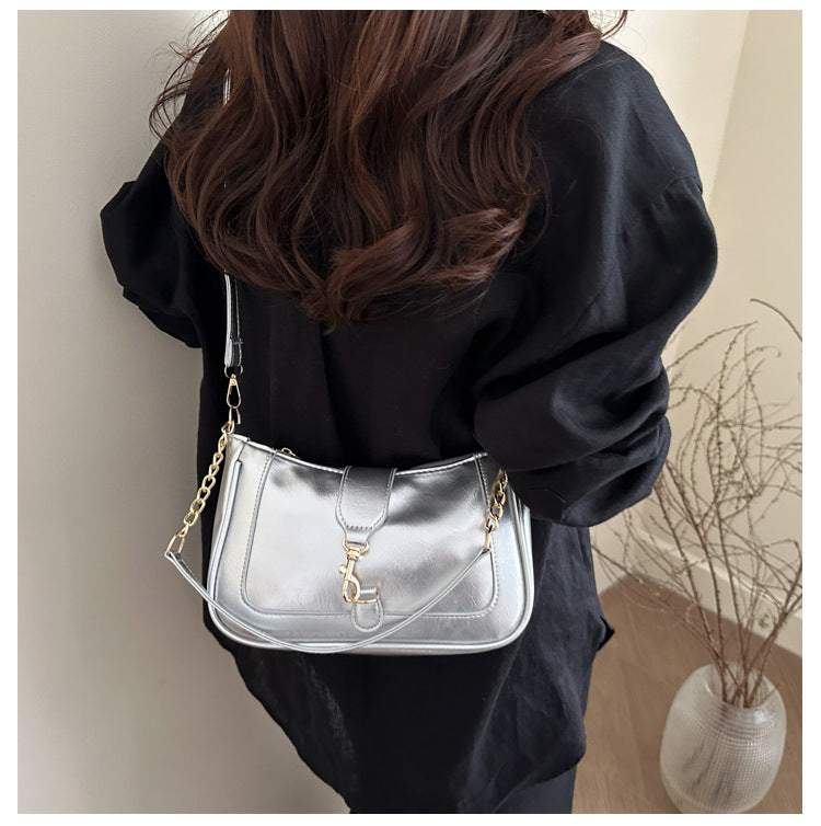 French Design Glossy Women2025Summer New Trendy Fashionable Elegant Single Shoulder Underarm Handbag for Women