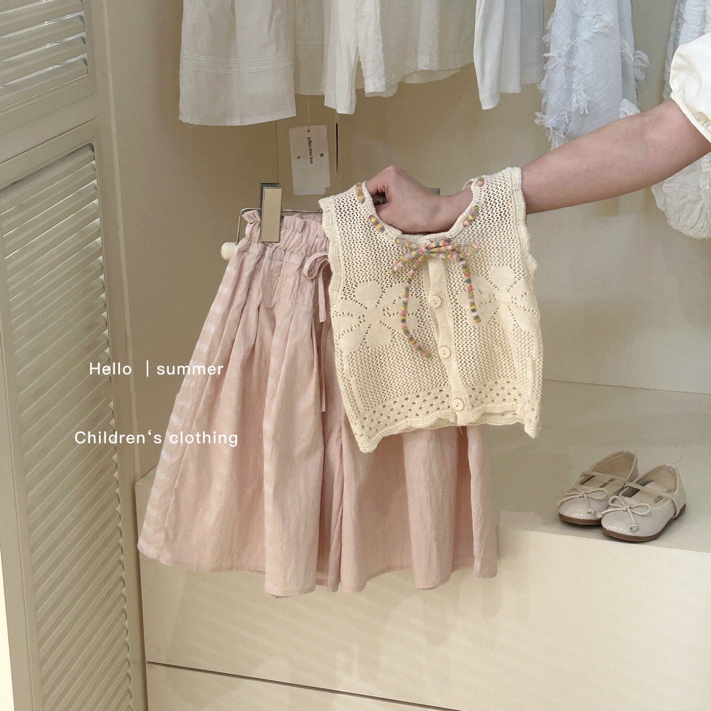 Sweet Little Sister Children's Clothing Girls' Hollow Cool Knitted Vest2025Summer new children's thin knit top