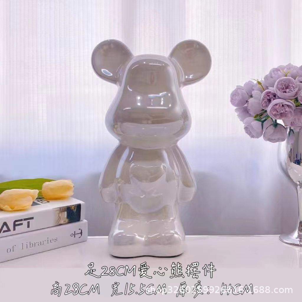 Chinese Style Violent Bear Ornament High-end Ceramic Living Room Entrance TV Cabinet Wine Cabinet Money Box Home Decoration Gift