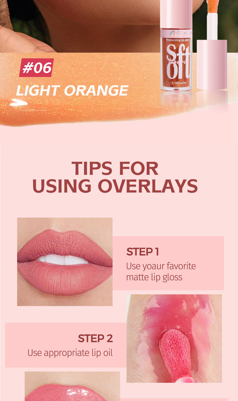 PNF Cross-border Moisturizing Lip Gloss Lip Oil Pearlescent Fine Flash European and American Water Light Lip Plumping Cream Lip Gloss Lip lacquer