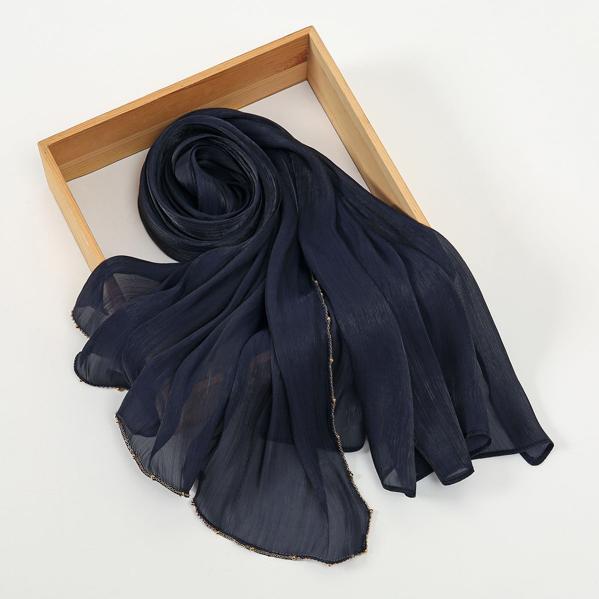 Southeast Asia Hot-Selling Popular Solid Color Chiffon Island Silk Chain Long Scarf Summer Refreshing Breathable Sun-Proof Ethnic Headscarf