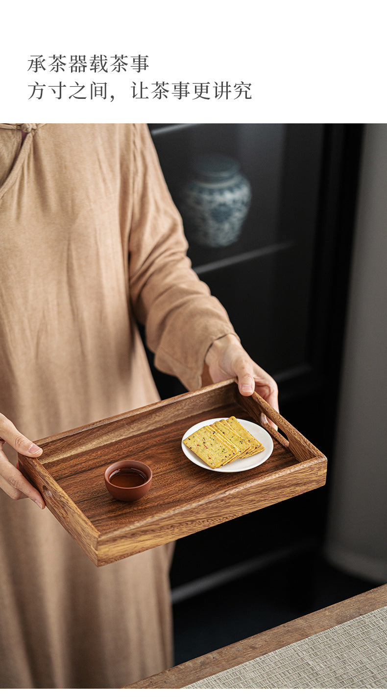 Walnut Tea Tray Minimalist Dry Tea Tray Cup Storage Tray Chinese Style Candy Dessert Fruit Tray Tea Room Tea House Wholesale