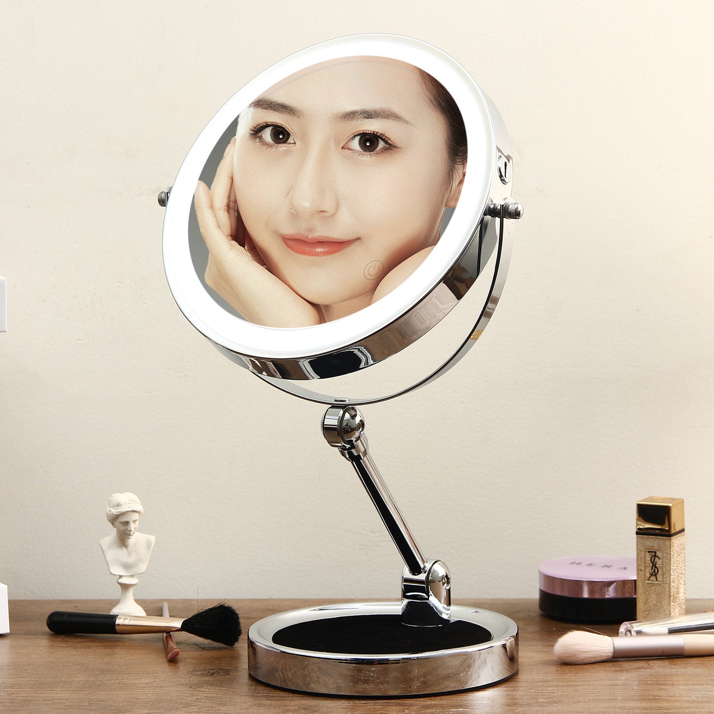 New Folding Makeup Mirror Desktop Magnifying Double-Sided led Light strip smart fill light vanity mirror touch switch