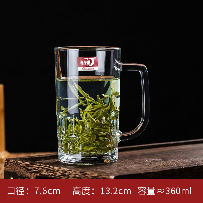 Transparent Glass Cup Heat-Resistant Large Thickened Tea Cup with Handle Beer Cup Without Lid Bar Gift Customizable logo