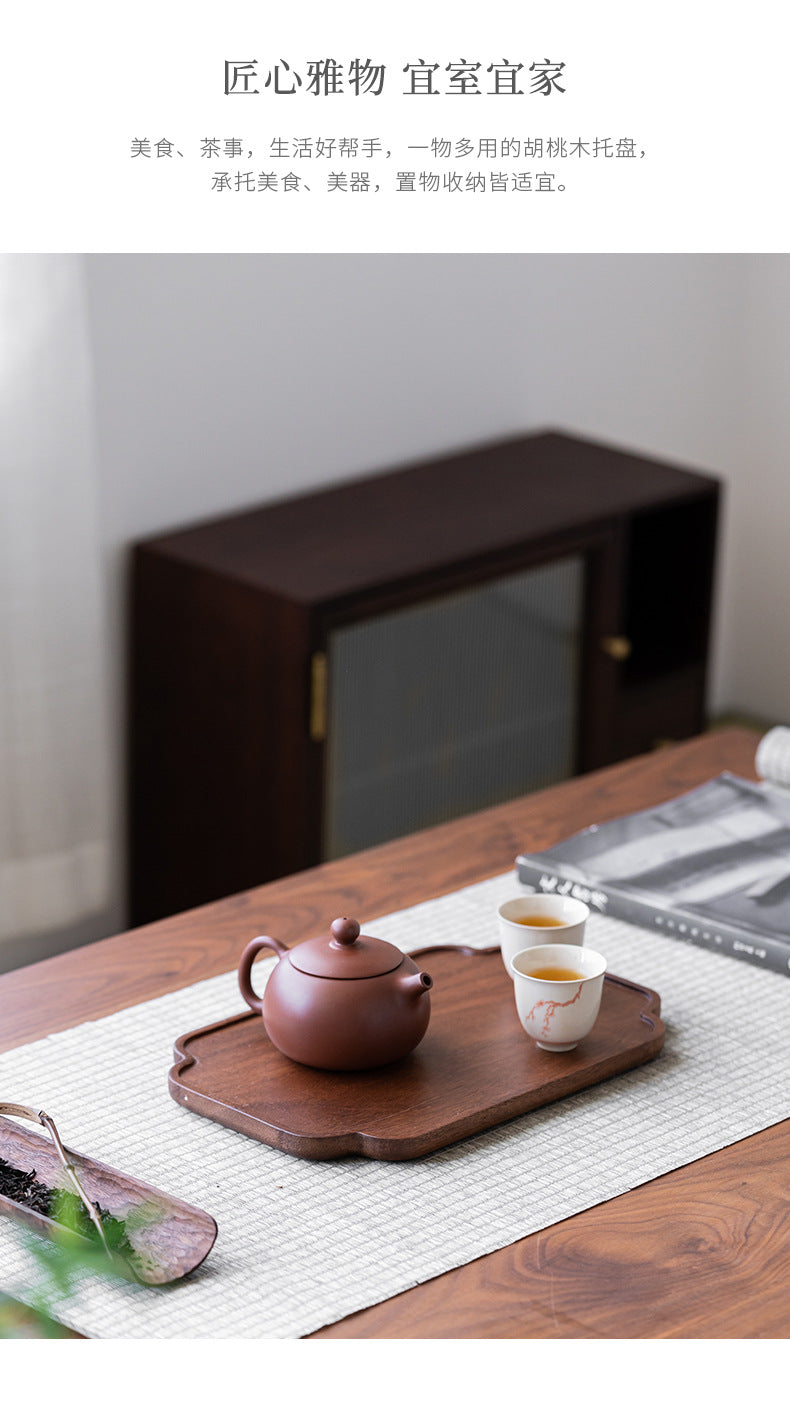 Walnut Tea Tray Minimalist Dry Tea Tray Cup Storage Tray Chinese Style Candy Dessert Fruit Tray Tea Room Tea House Wholesale