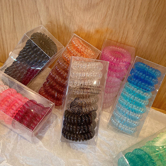 TikTok Hot Trend Korean Version ins Internet Celebrity Boxed Gradient Telephone Wire Hair Tie Fresh Style Elastic Band One Piece Dropshipping