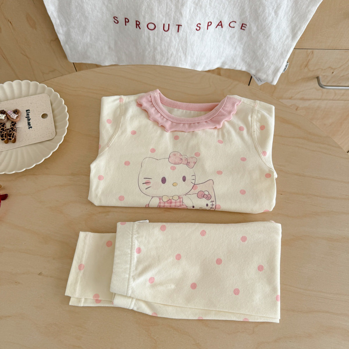 Girls A Pajama Set2025Autumn Girls Korean Style Homewear Baby Cute Cartoon Print Two-Piece Set Trendy