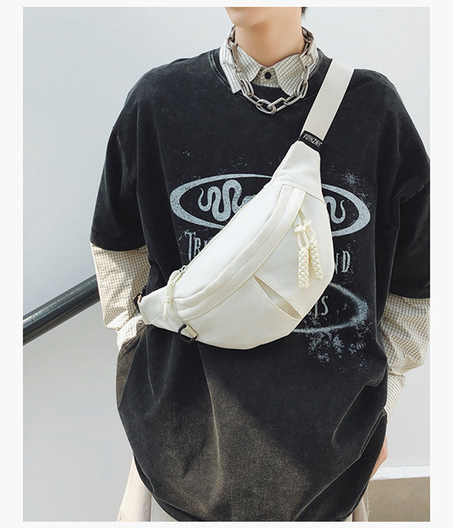 2025Summer New Simple Versatile Large Capacity Canvas Underarm Bag for Outings and Commutes, Niche Design Solid Color Chest Bag