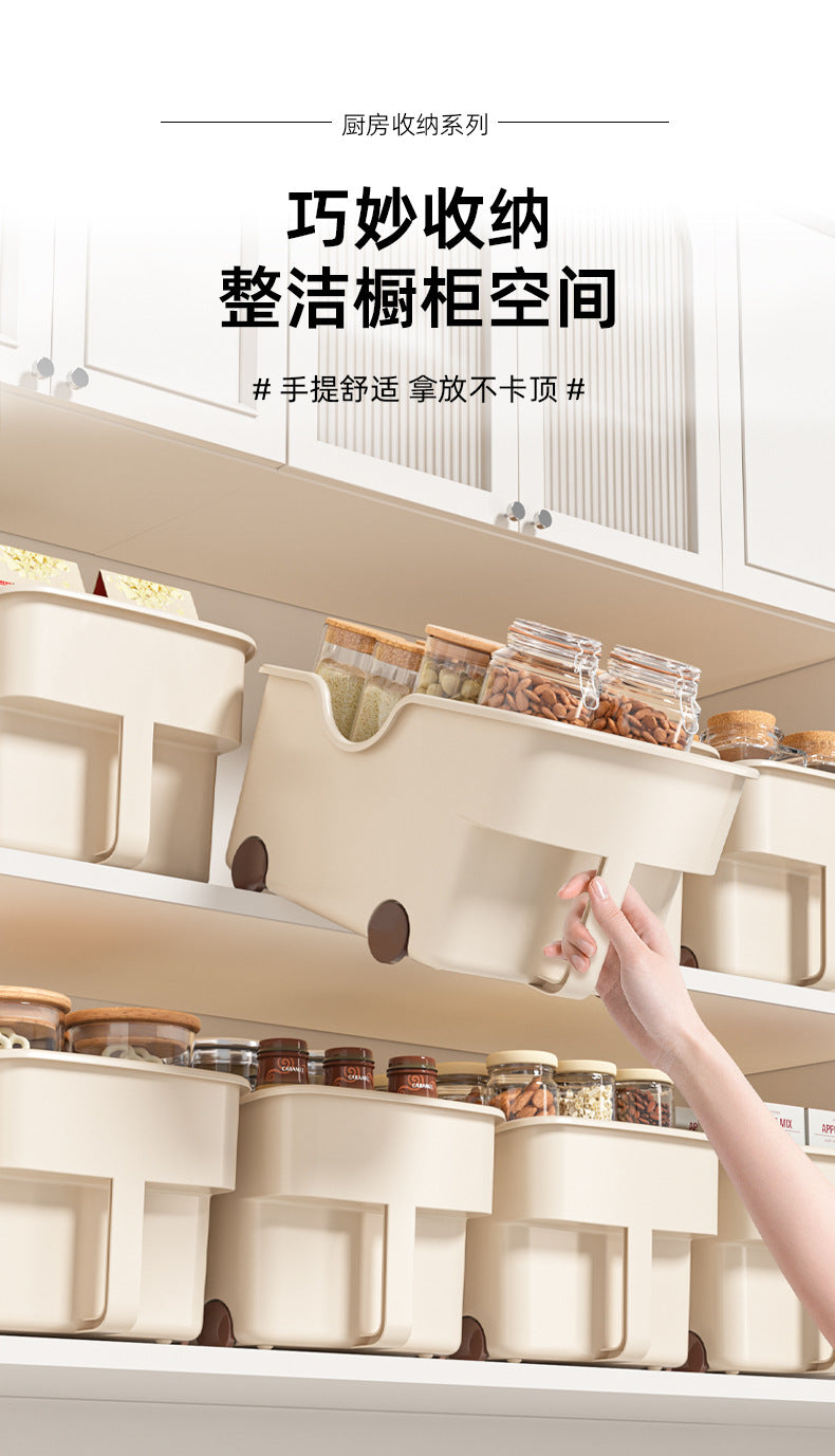 25New Year Storage Box PP Kitchen Cabinet with Handle and Wheels, Toy Spice Cabinet, Storage Box