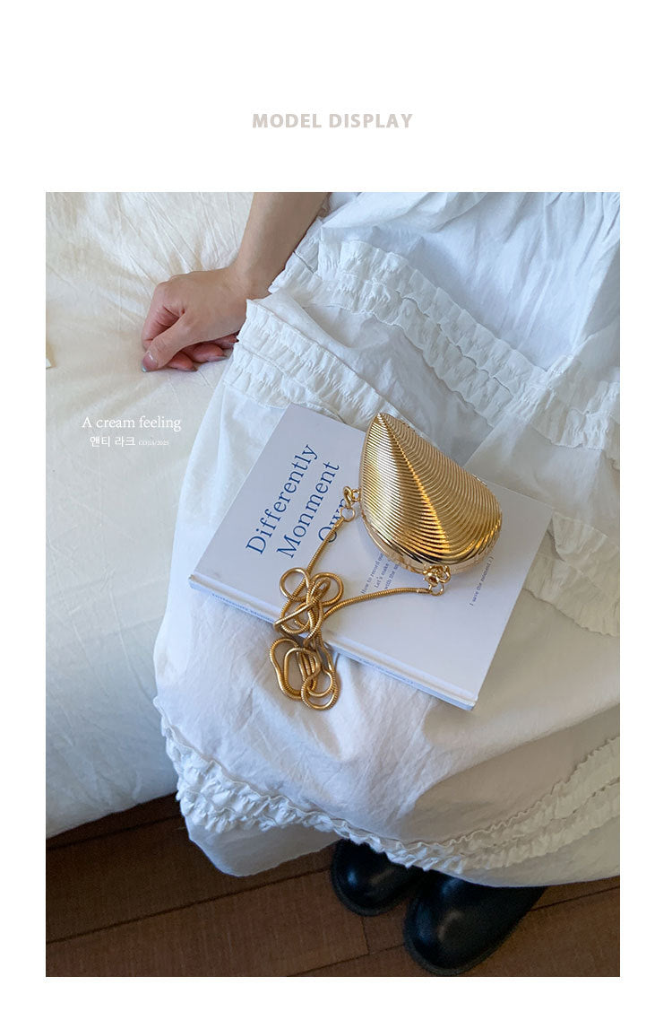 Mini2025Summer New Bag Niche Metal Shell Single Shoulder Chain Crossbody Bag Evening Fashion Small Bag for Women