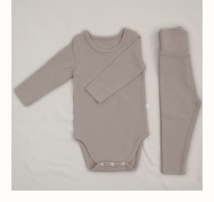 Baby Romper Spring and Autumn a High-Waist Belly Protection Pants Set Baby Spring and Autumn Triangle Romper Bodysuit Jumpsuit