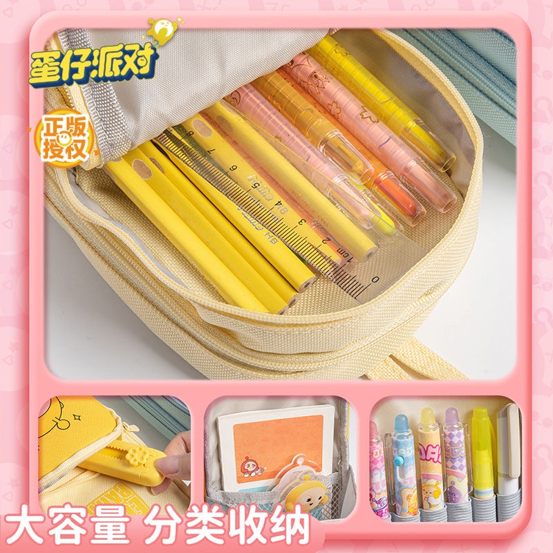 Genuine Egg Party Multi-layer School Bag Pencil Case Back-to-School Season High Appearance Large Capacity Dirt-resistant Cute Student Stationery Box http://detail.1688.com/offer/856449372246.html