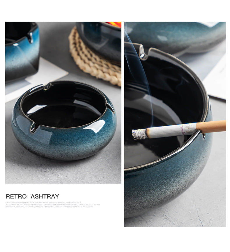 Large Ashtray Creative Personality Ceramic Ashtray Home Retro Chinese Style Living Room Light Luxury Office Trendy Ashtray
