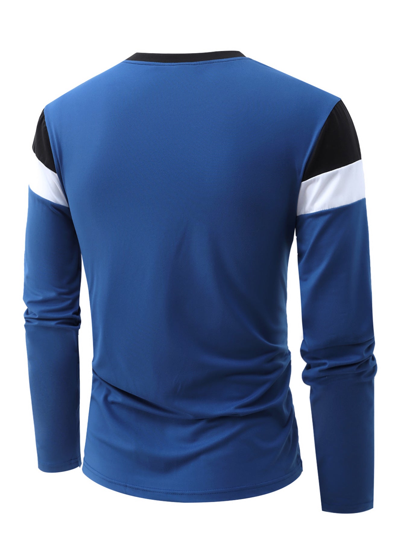 Cross-Border Trade Plus Size Autumn Winter Men's Crew Neck Long Sleeve Color Block Base Shirt Pullover Thin Long Sleeve T Men's T-shirt