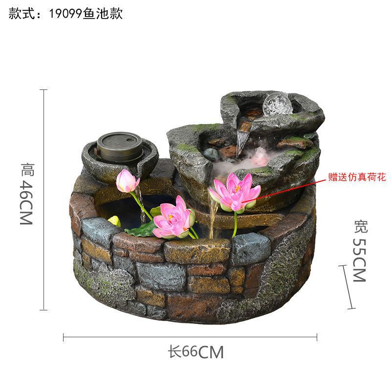 Pastoral External Circulation Water Pool Fountain Fish Tank Ornament for Home Living Room Courtyard Entrance Opening Decoration Zhao Zhi Zheng