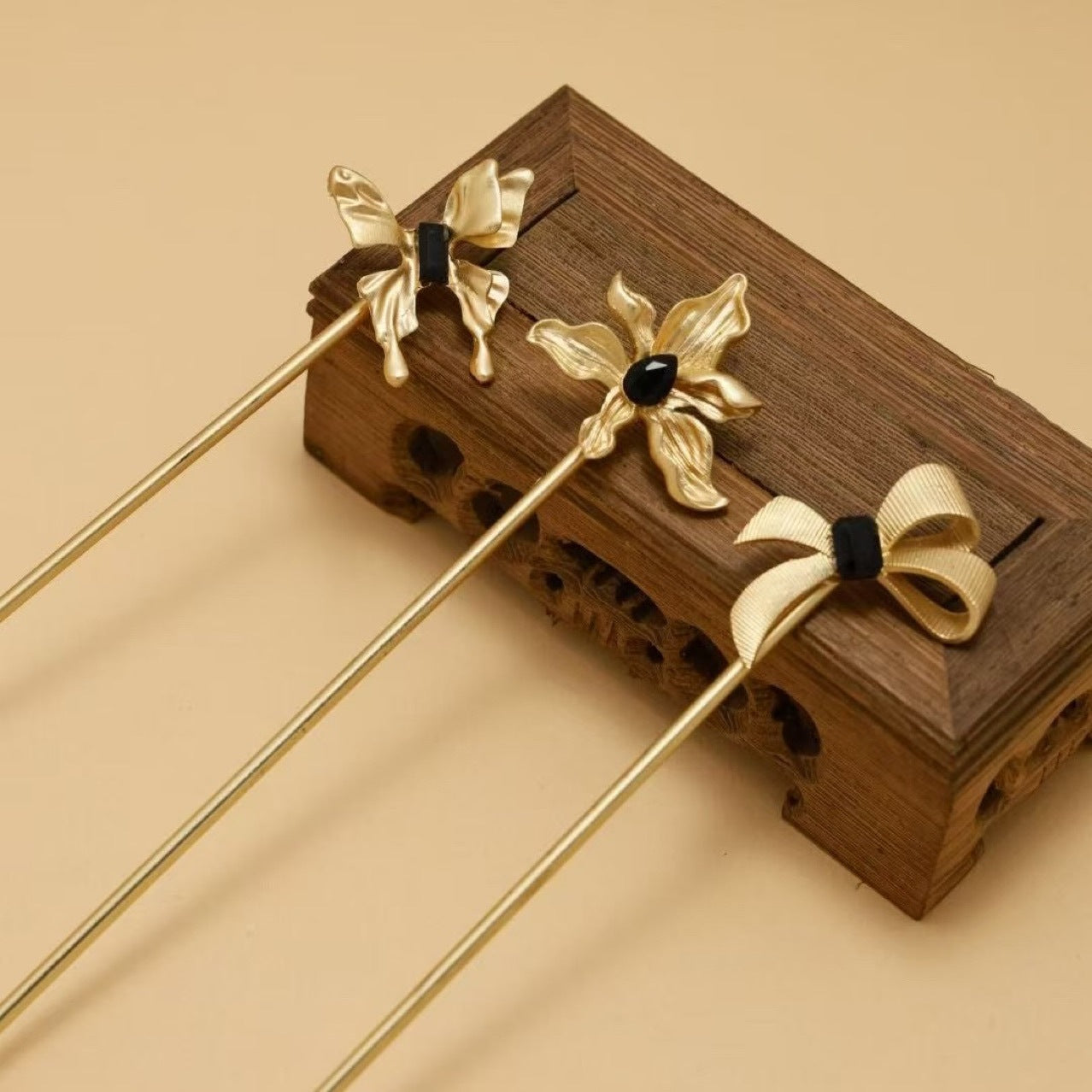 Ginkgo Leaf Hairpin Vietnam Gold-Plated Vintage Hairpin Hanfu Cheongsam Ancient Style Hair Accessories Wholesale