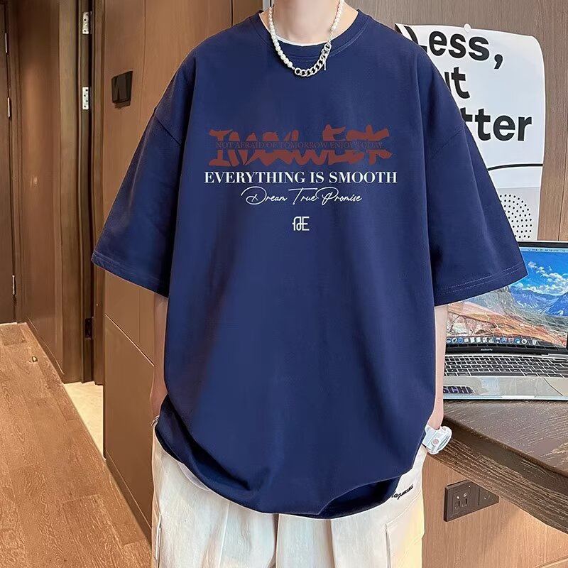 American Cotton Short Sleeve t Men's Summer T-shirt2025Youth Trendy Brand oversize Men's Half Sleeve Top
