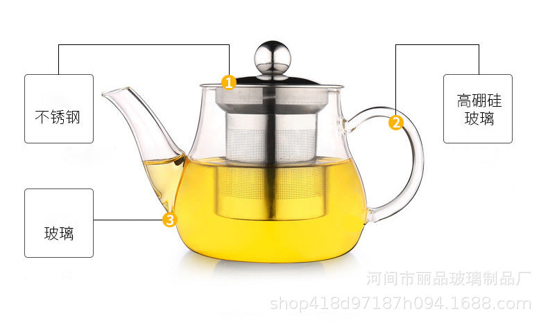Manufacturer Wholesale Glass Teapot Stainless Steel Filter Inner Liner Flower Tea Brewing Teapot Electric Ceramic Stove Heating Tea Kettle