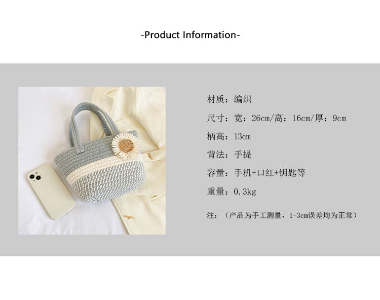 Hand-Woven Bag Women2025New Ethnic Style Straw Bag Forest Style Beach Large Capacity Basket Bag