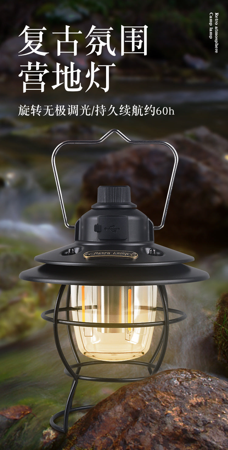 New Outdoor Retro Camping Light Outdoor Strong Light Camping Light LED Tent Lantern Portable Camp Lighting Lantern