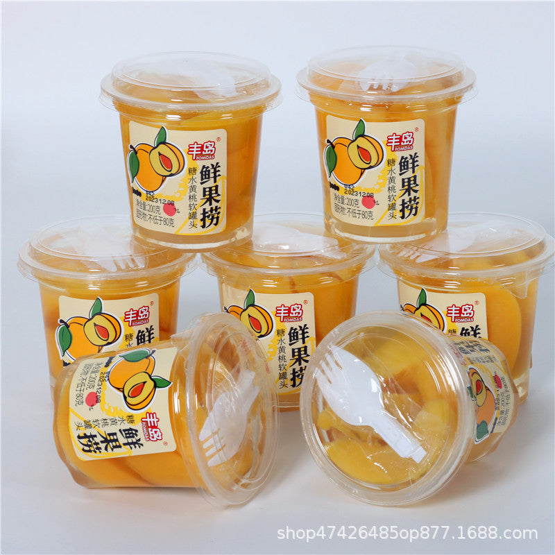 Fengdao Fresh Fruit Mix Orange Yellow Peach Assorted Coconut Jelly Canned Internet Celebrity Fruit Cup Binge-Watching Snack Wholesale