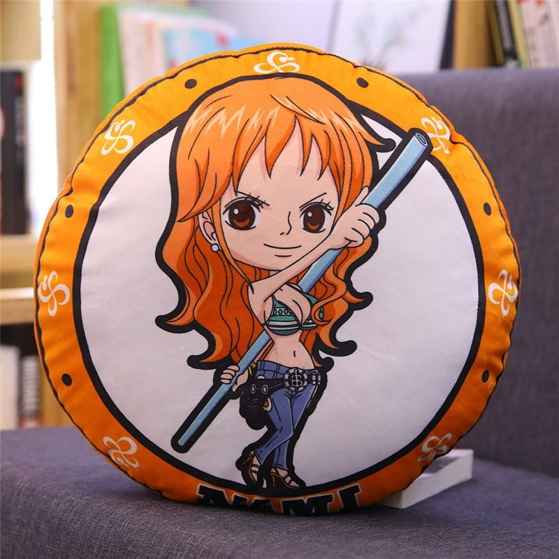 New One Piece Round Pillow Anime Merchandise Luffy Chopper One Piece Double-Sided Print Nap Cushion In Stock