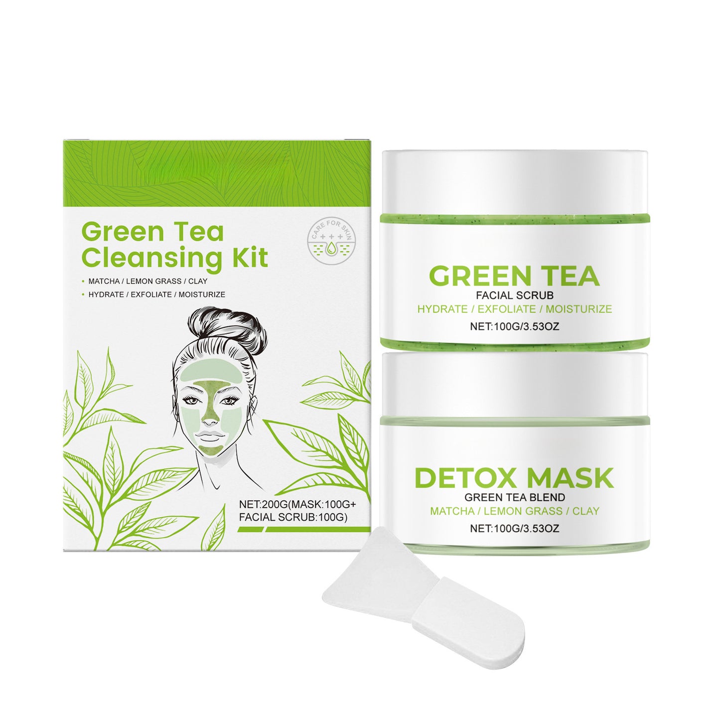 OEM Green Tea Cleansing Set Customized cleansing skin oil balance moisturizing soft refreshing oil control set