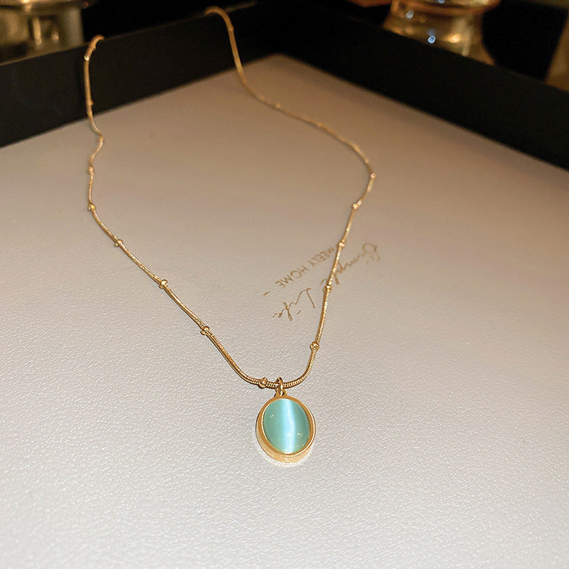 18K Real Gold Plated Moon Heart Pendant Necklace Simple Versatile Elegant Collarbone Chain Light Luxury High-End Necklace