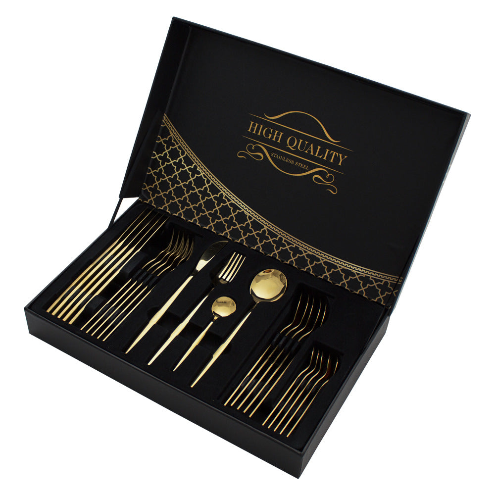 24 pcs stainless steel knife fork and spoon set cutlery set